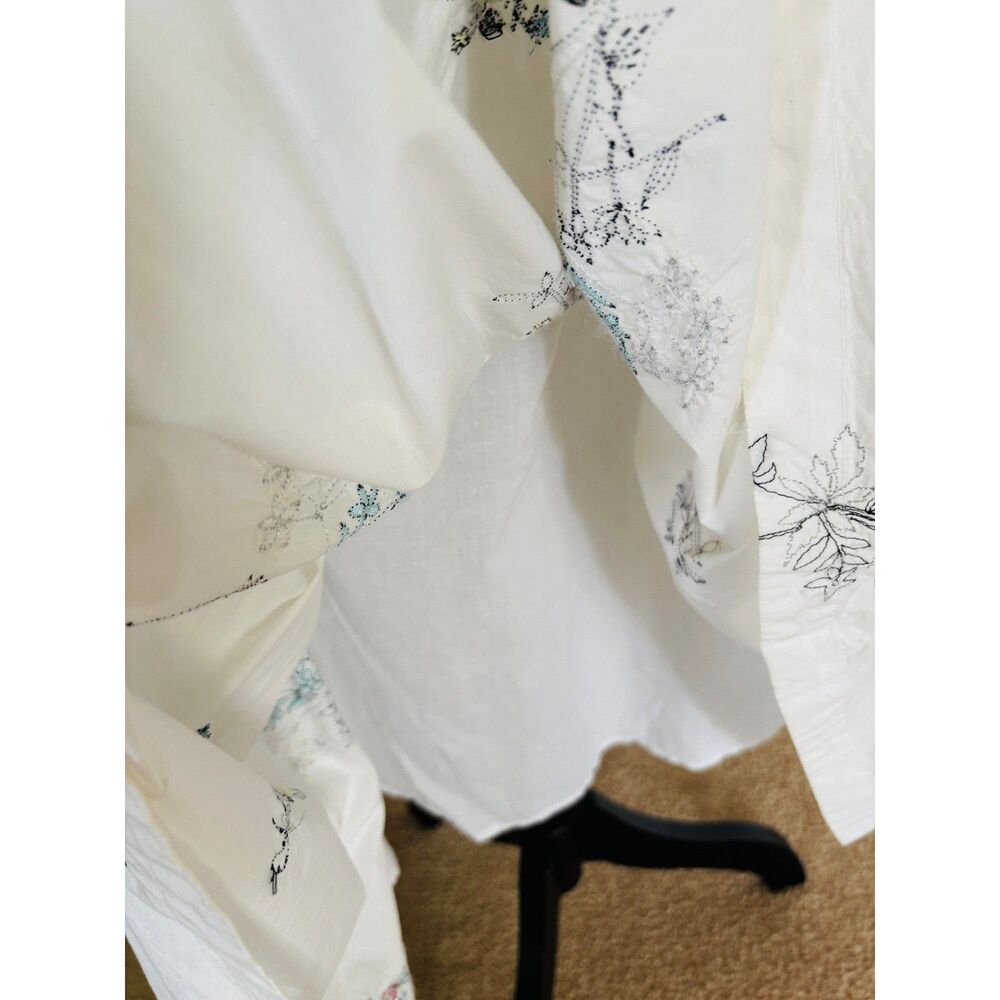 J.Crew Madison White Cotton-Poplin Floral Embroidered Dress Sz 10 Flare Skirt - Picture 7 of 12